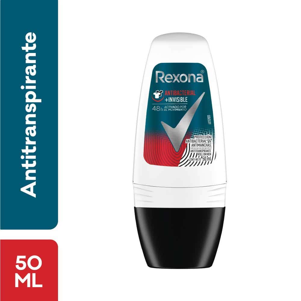 DESODORANTE REXONA MEN ROLL ON AP ANTIBACTERIAL INVISIBLE 50ML